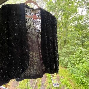Elegant Vintage Black Sequin Sweater